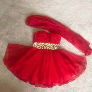 BLUSH Red Strapless Dress